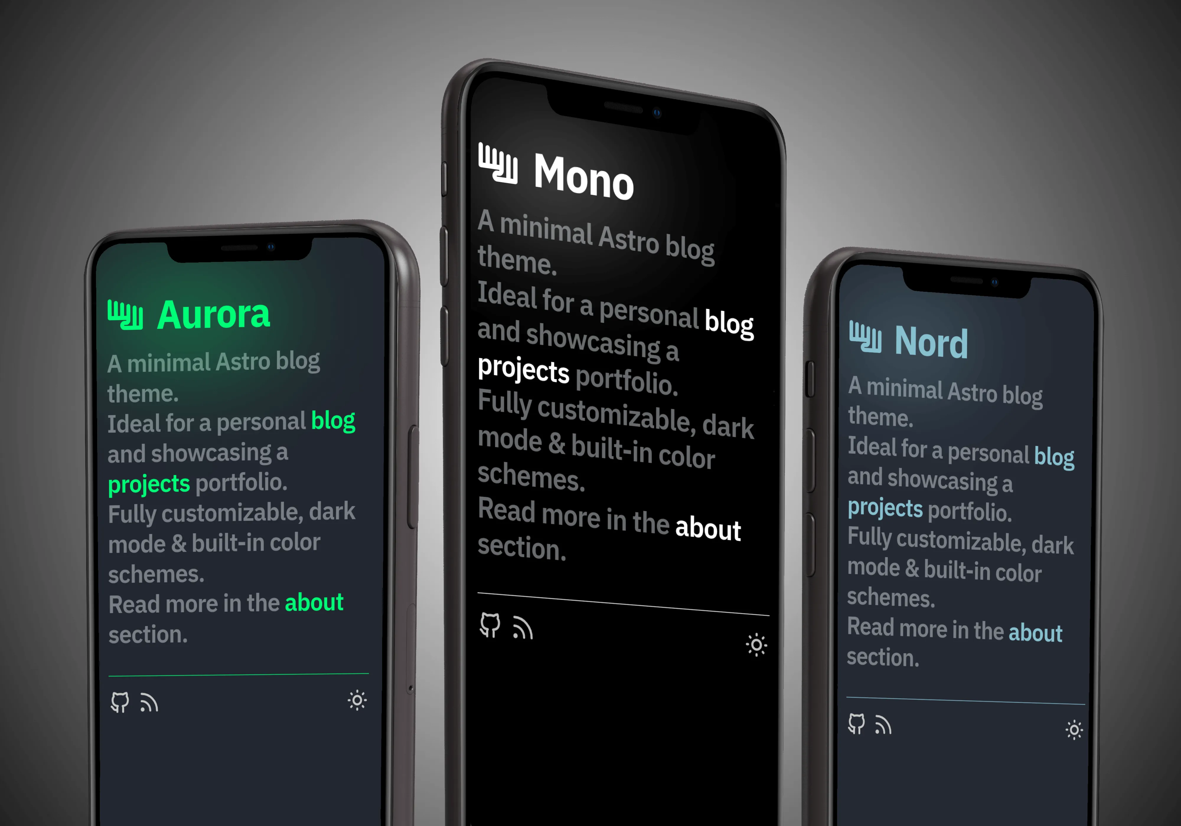 Nordlys dark color schemes preview